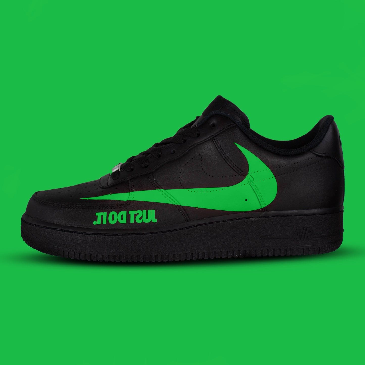 Custom Air Force 1 - Reverse Pine Green - Black